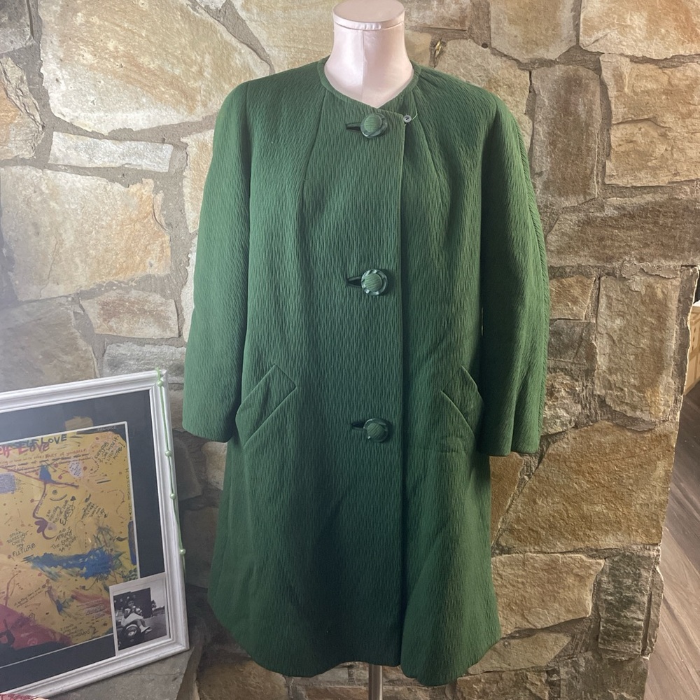 Vintage 1950s Textured Green Coat – Union Made